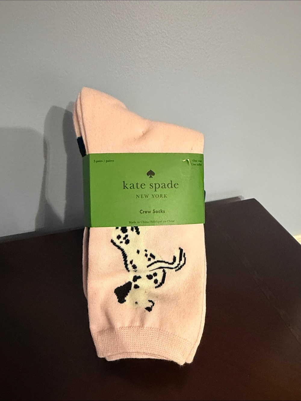 kate spade Pink Crew Socks with Dalmatian Motif